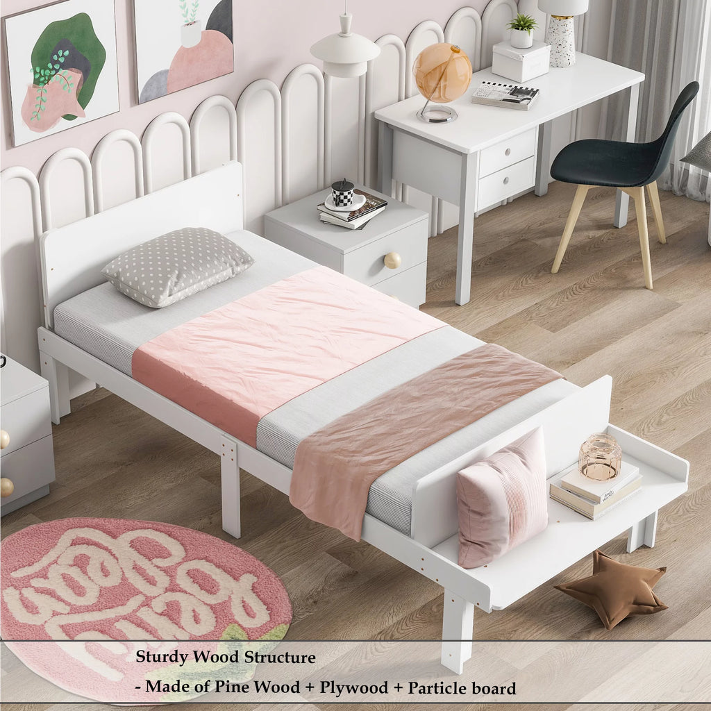 Twin Platform Bed with Bench and Storage L2321