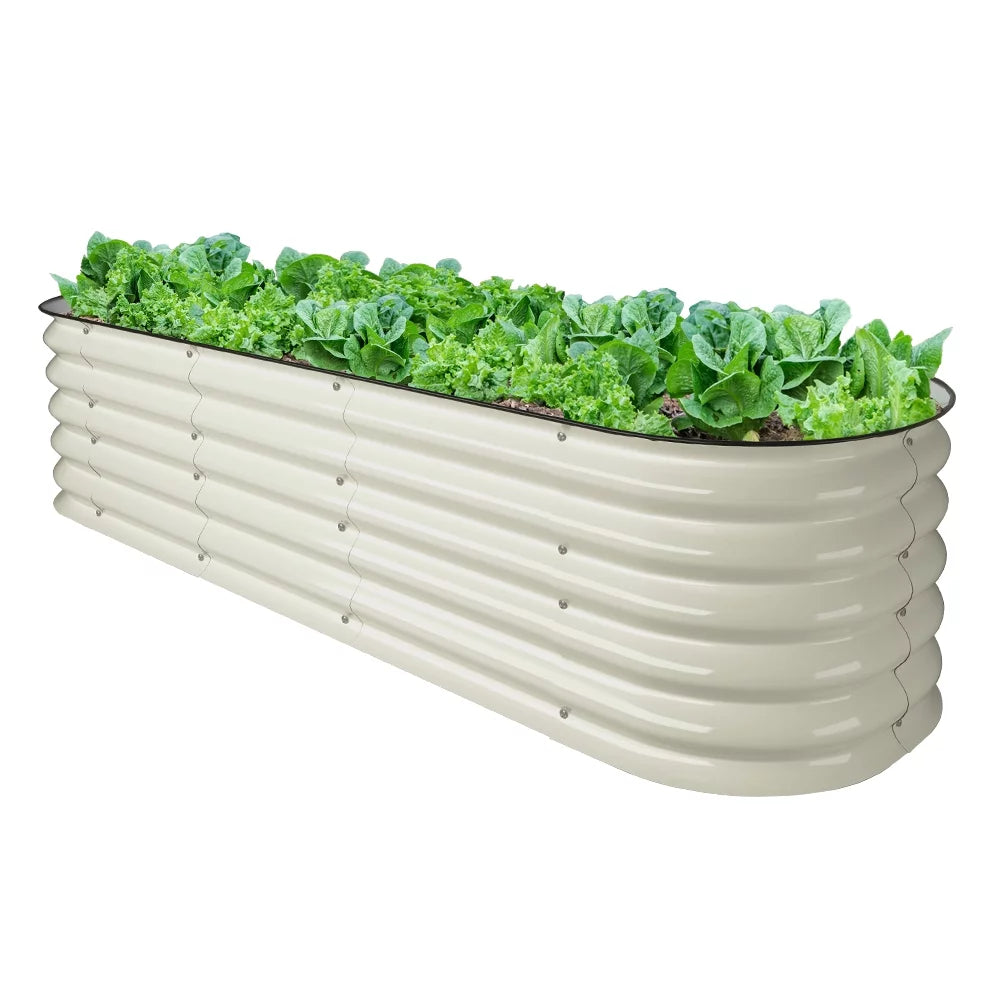 17" Tall Modular Corrugated Metal Raised Garden Bed Kit White 6.5'x2' W633