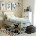 White Twin Platform Bed with Memory Foam Mattress G424113