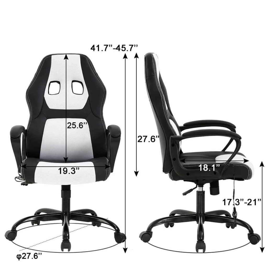 Black Adjustable PU Leather Massage Gaming Chair H34800