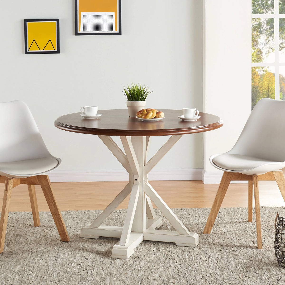 Antique White Farmhouse Dining Table R646