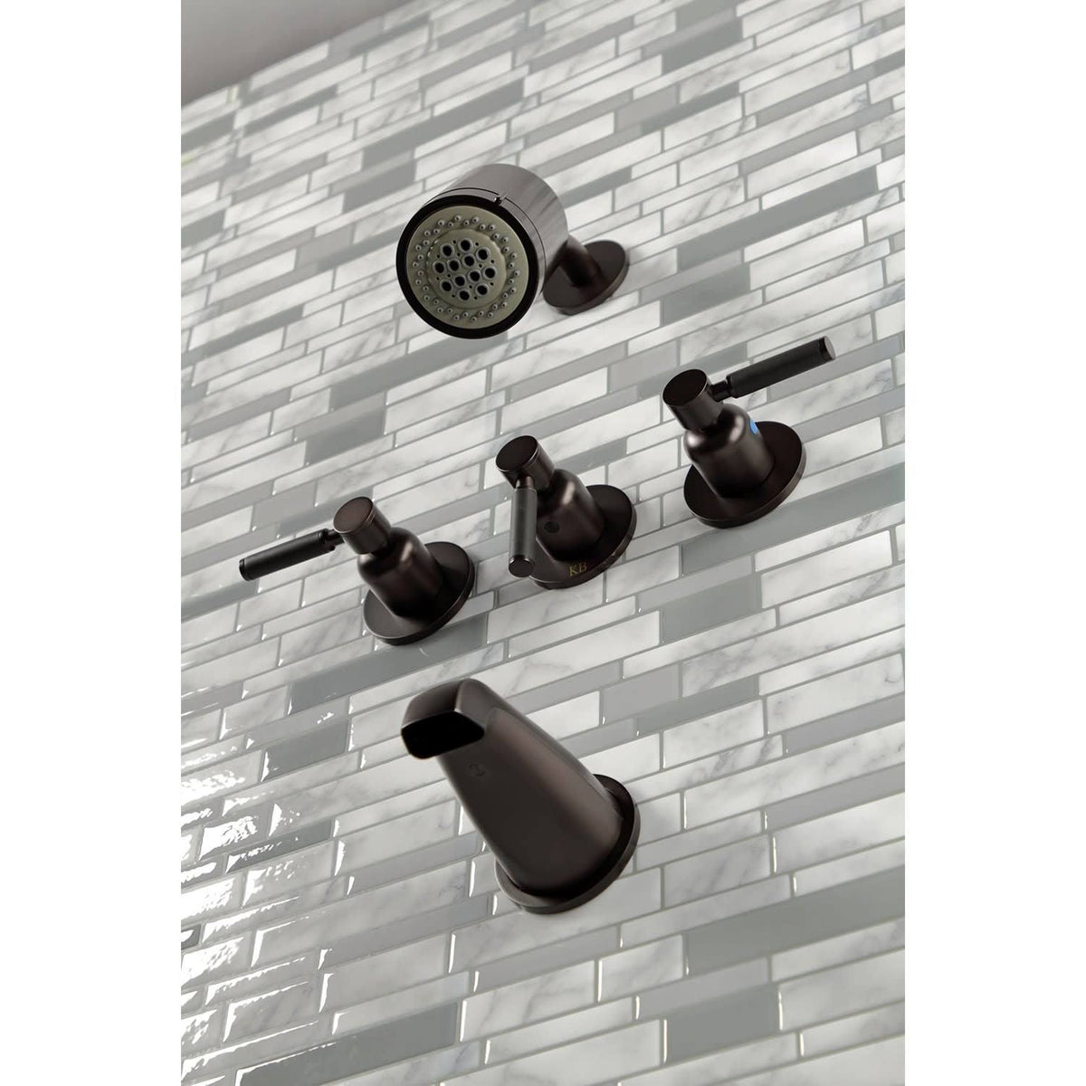 Polished Brass Three-Handle Tub and Shower Faucet X456