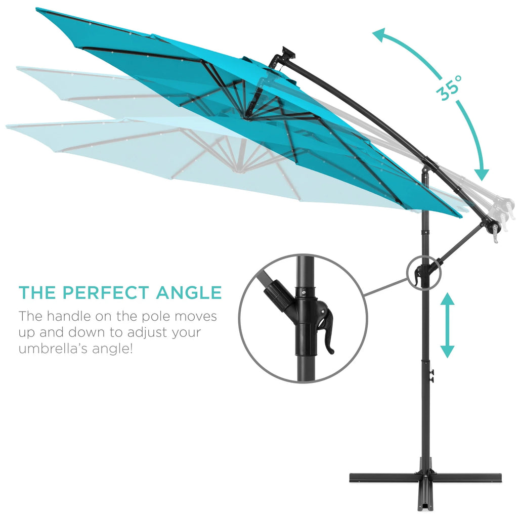 10ft Solar LED Offset Hanging Patio Umbrella I128211
