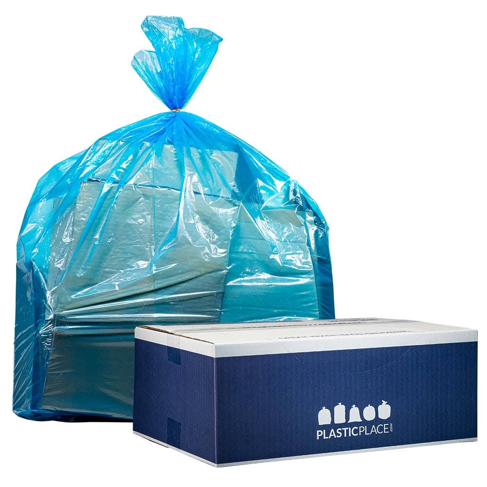 100 / Case 40-45 Gallon Blue Recycling Bags G48467