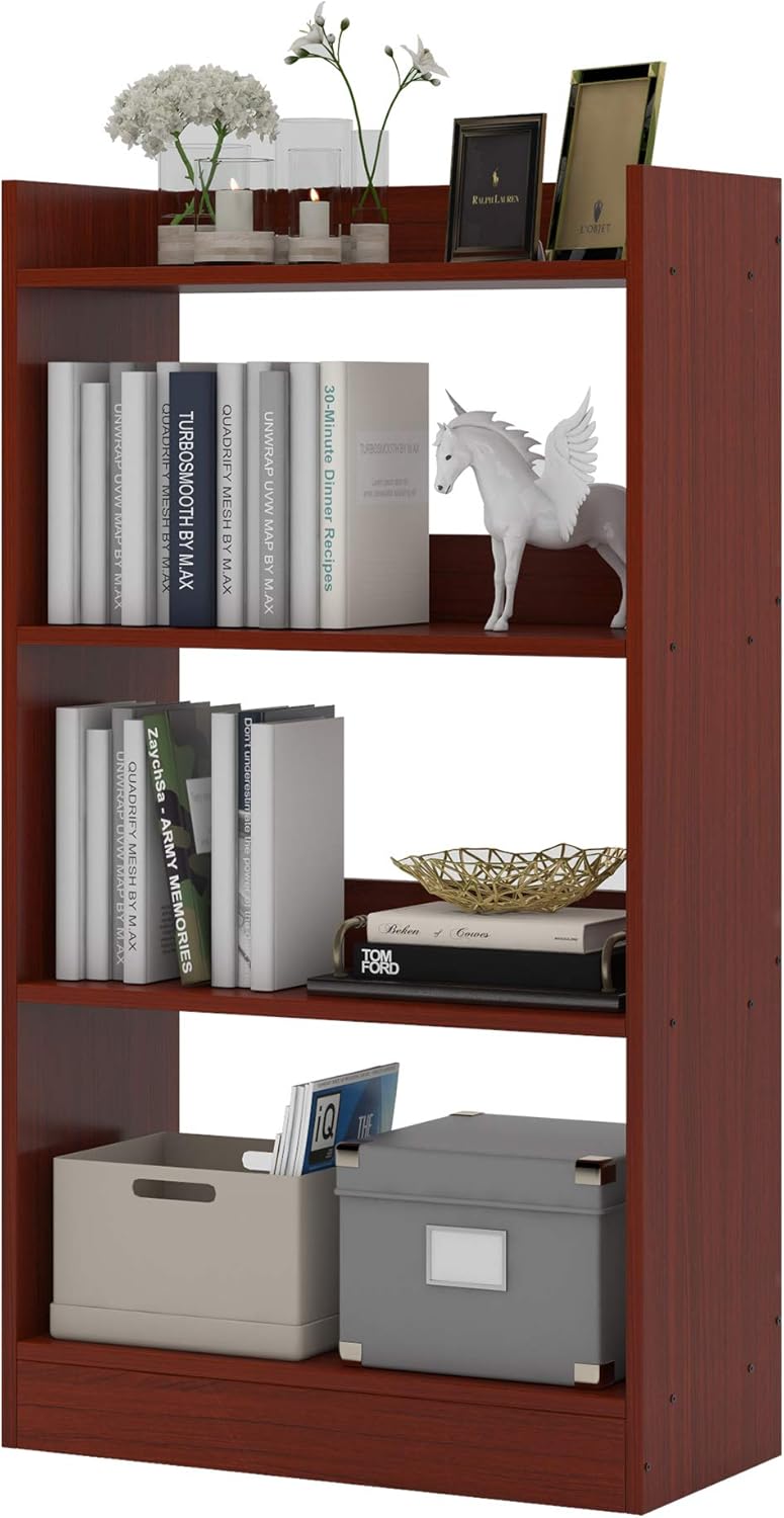 4 Tier Etagere Bookcase Storage Shelf Light Walnut Brown A972833