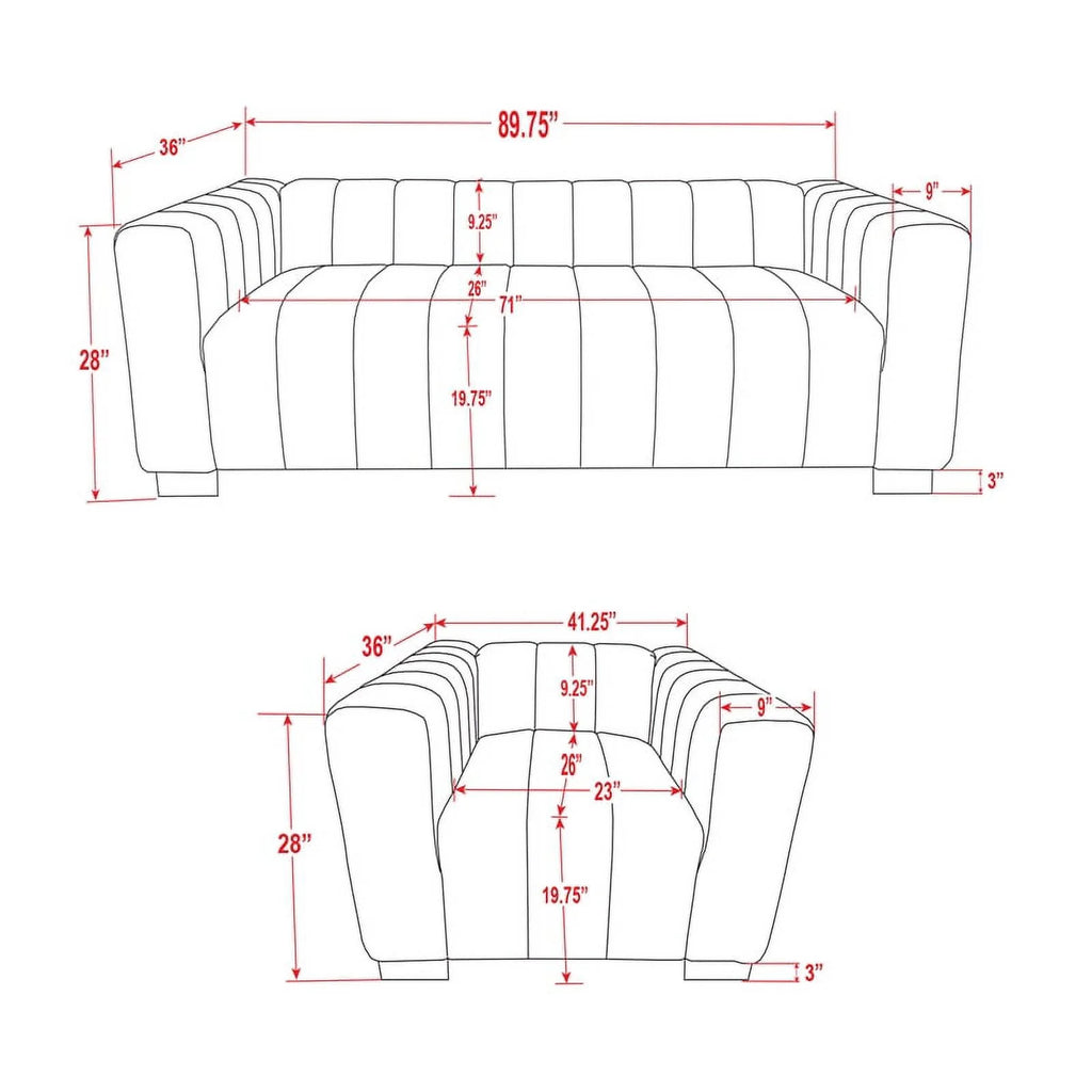 Light Gray Velvet Fabric Sofa and Chair Set C71805