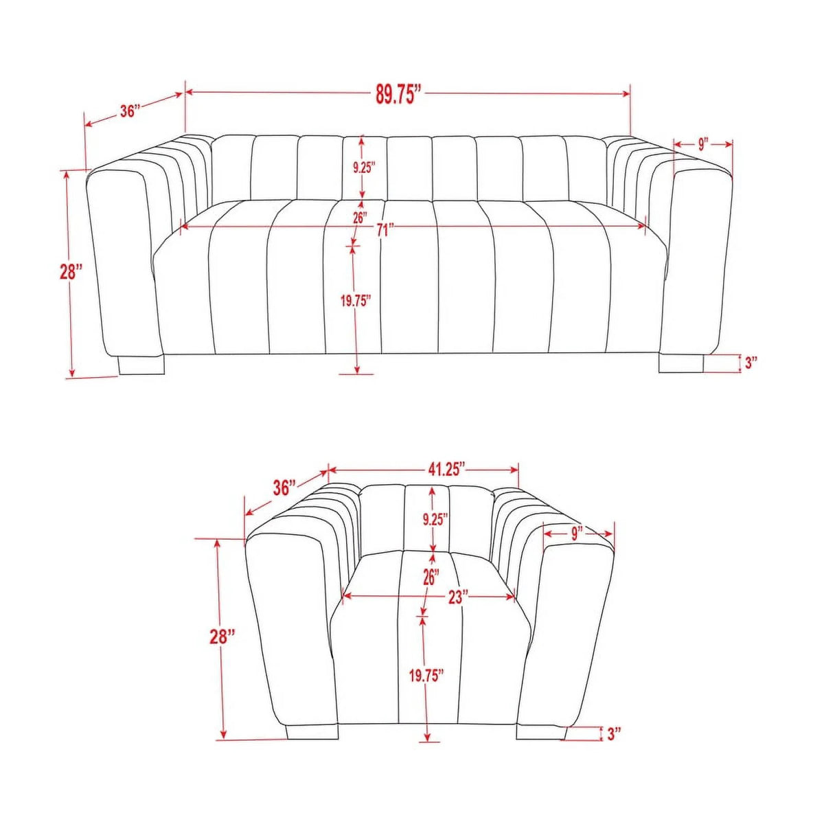 Light Gray Velvet Fabric Sofa and Chair Set C71805