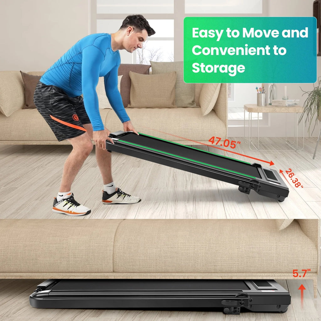 4 in 1 Under Desk Treadmill 2.5HP 300 lbs Capacity Black Green R1929