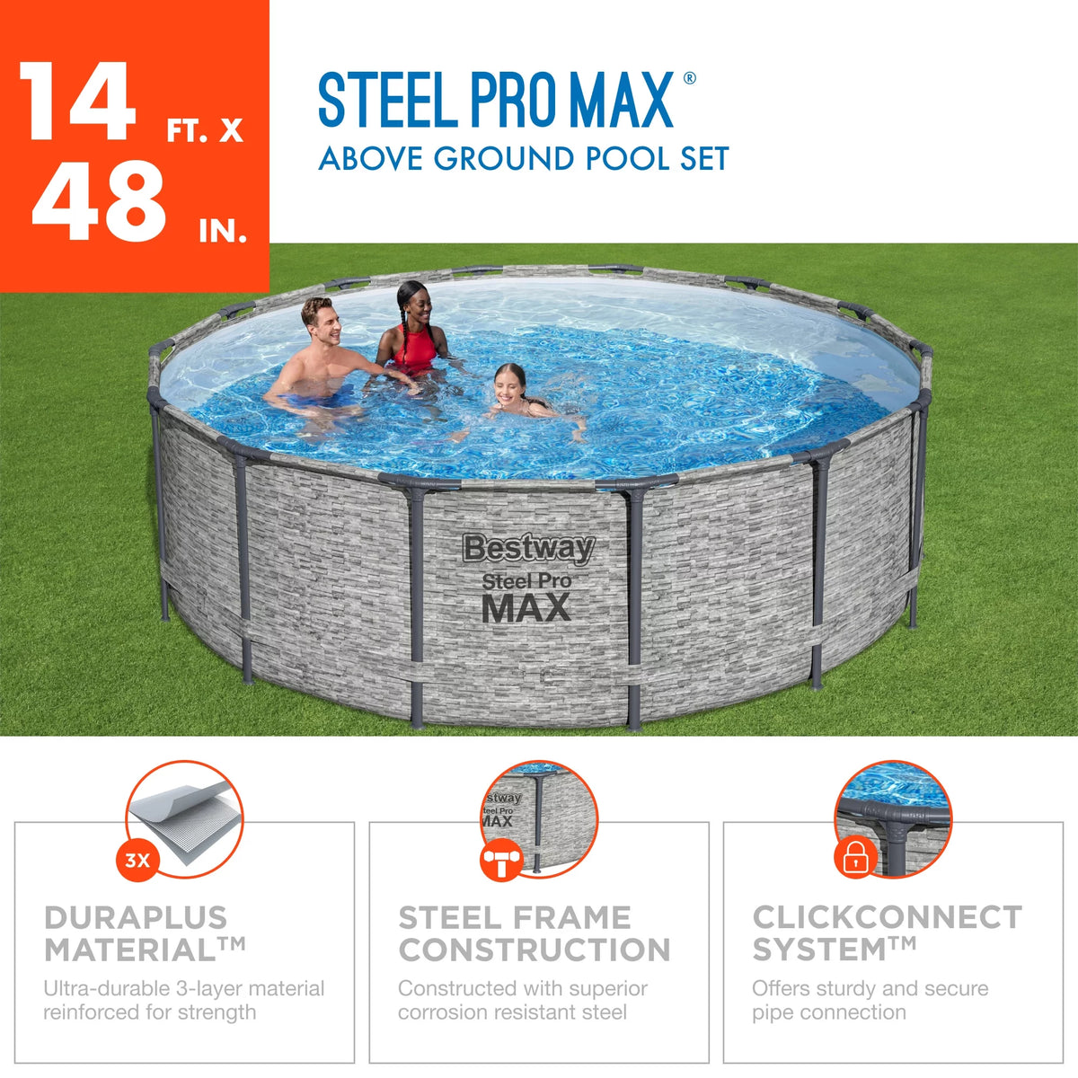 14' x 48 Round Above Ground Swimming Pool Set Q23651