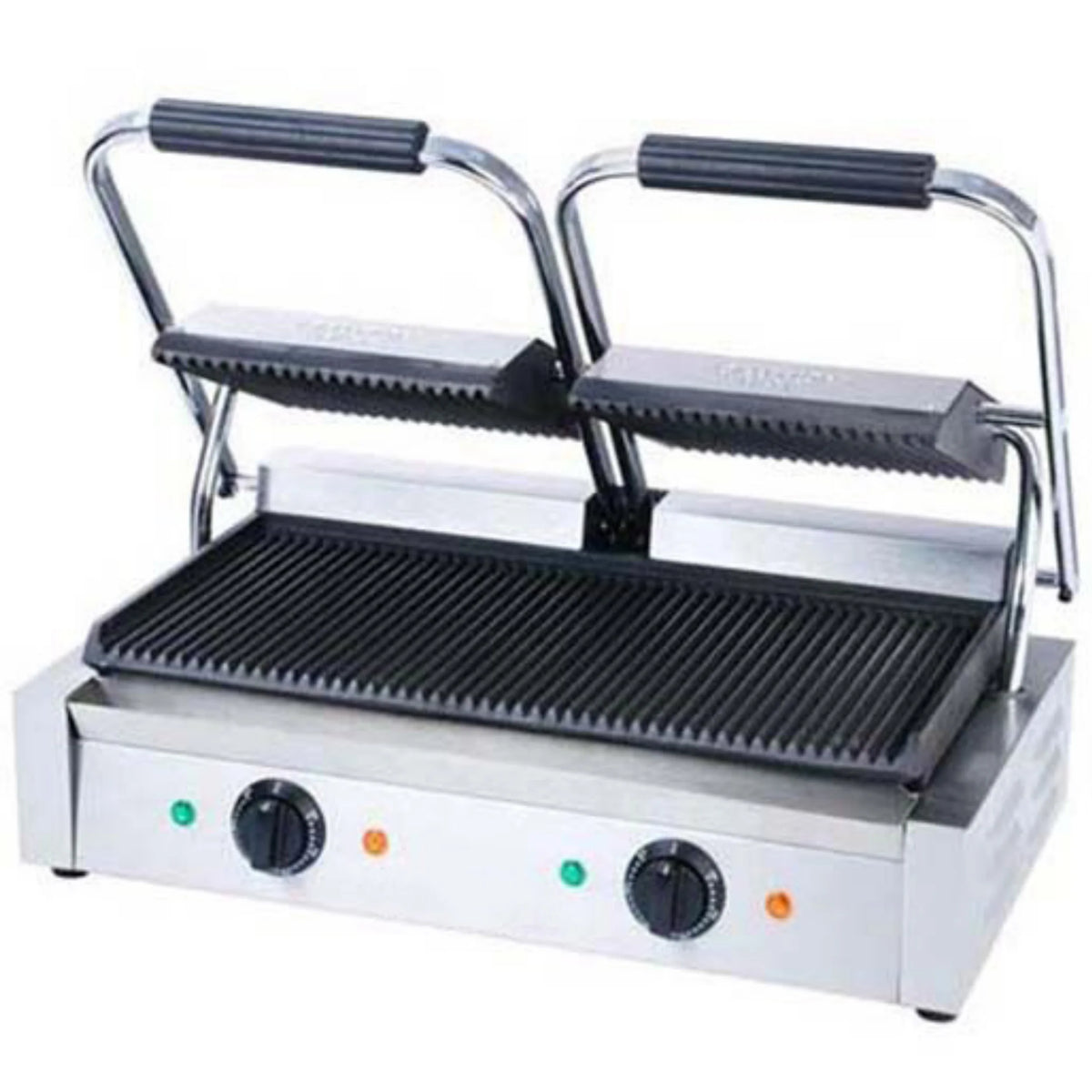 Double Electric Sandwich Panini Grill with Cast Iron Grooved Plates T213