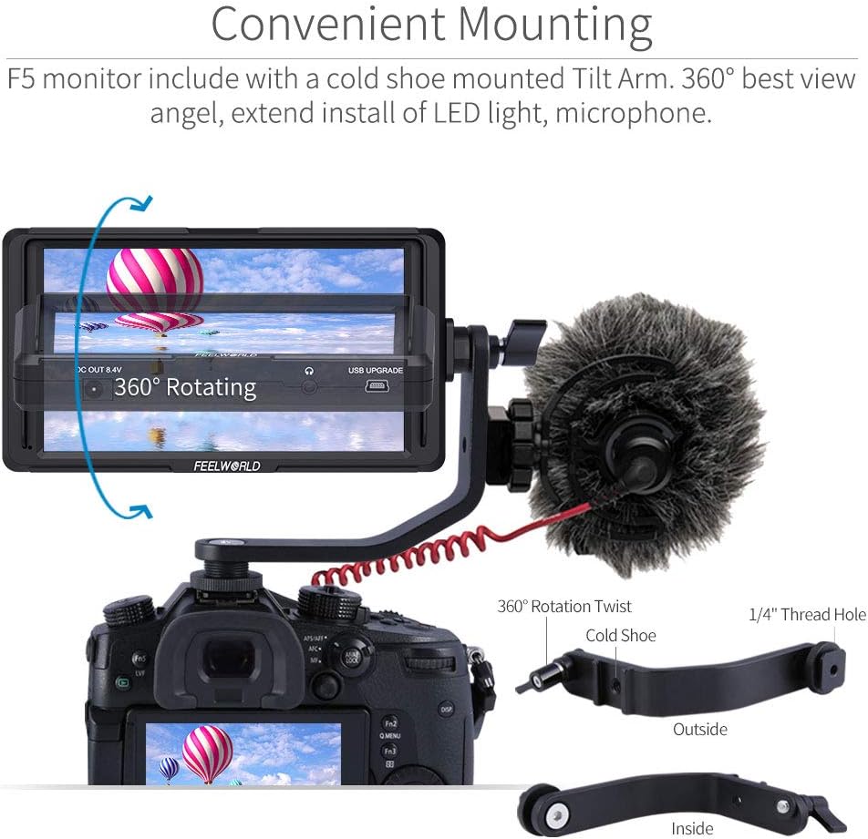 5 Inch Full HD 1920x1080 IPS On Camera Field Monitor with 4K HDMI Input Output T629