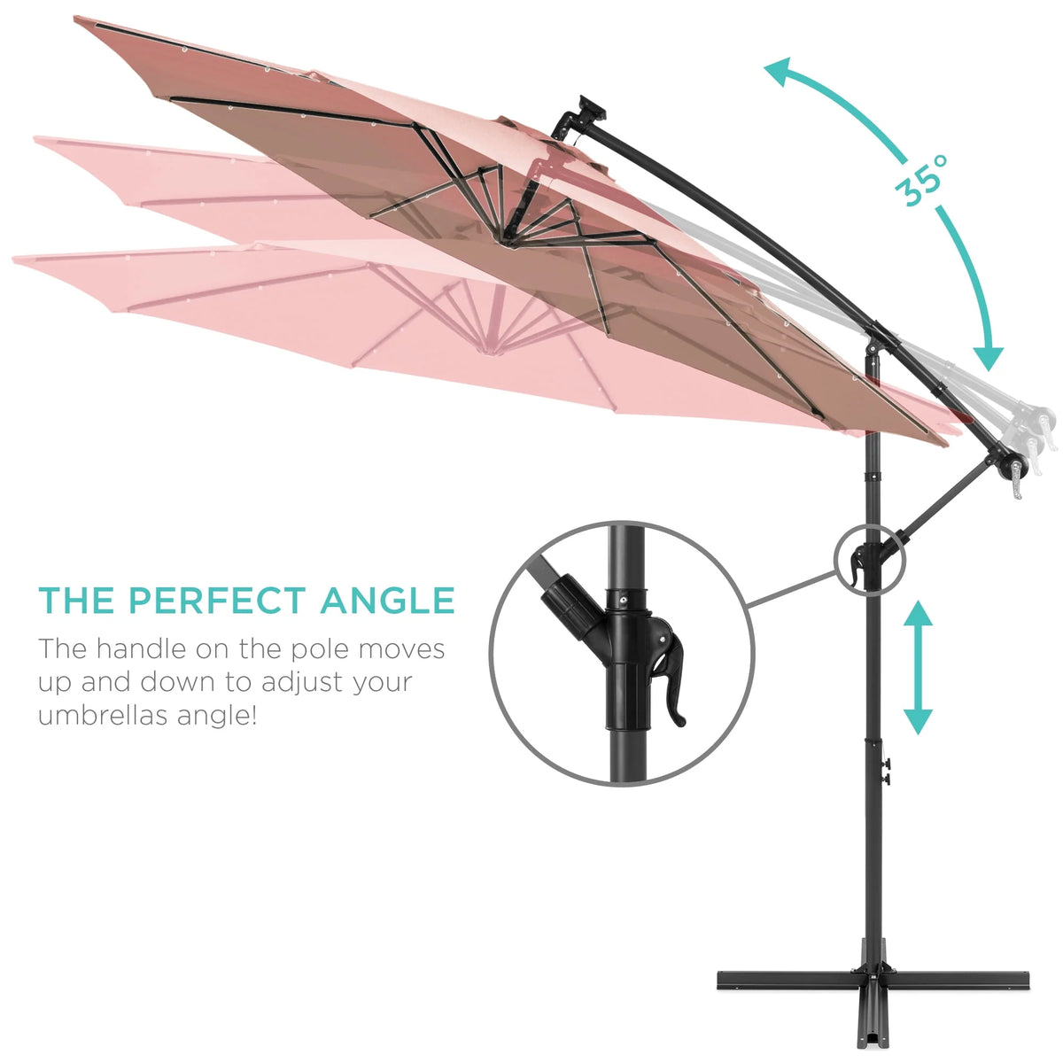 10ft Solar LED Offset Hanging Patio Umbrella I128211