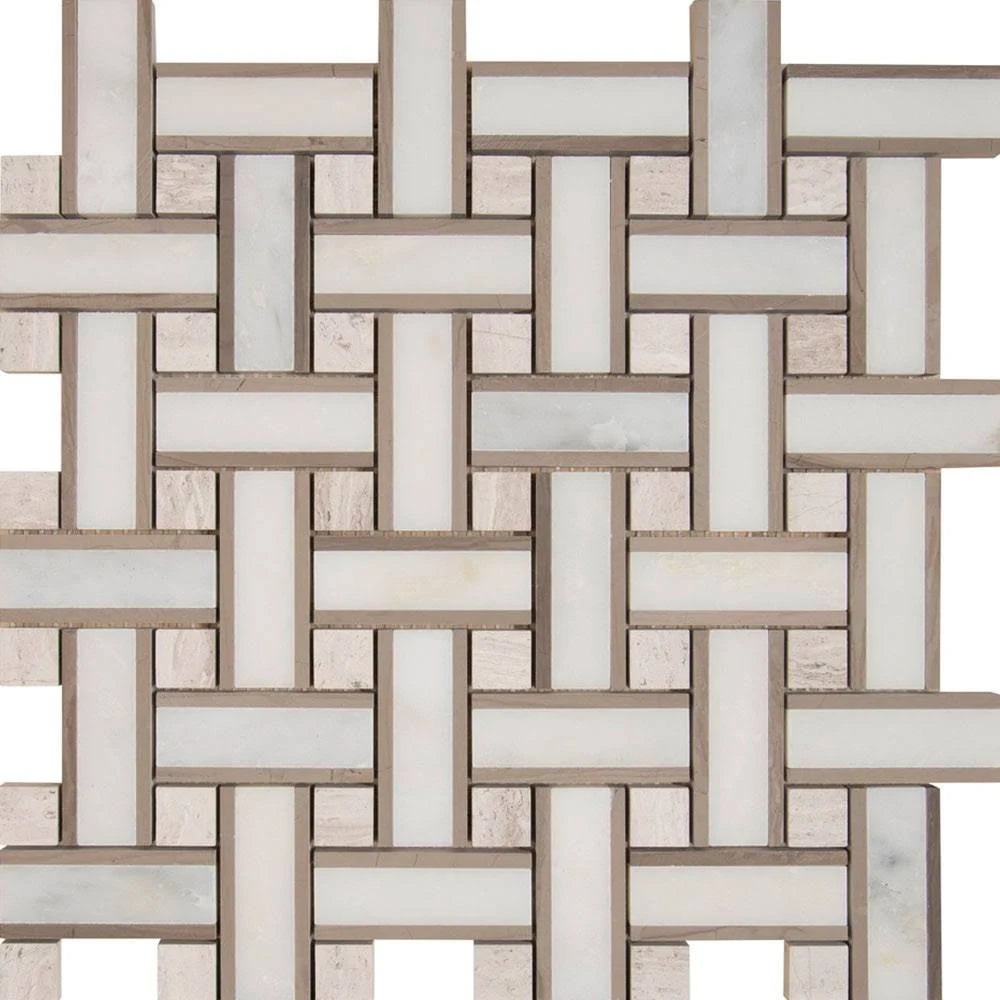 Marble Mosaics Basketweave Honed Tile Z429368