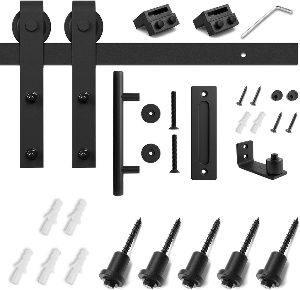 Sliding Barn Door Hardware Kit with Track Kit, Pull Handle Set, Floor Guide D8551