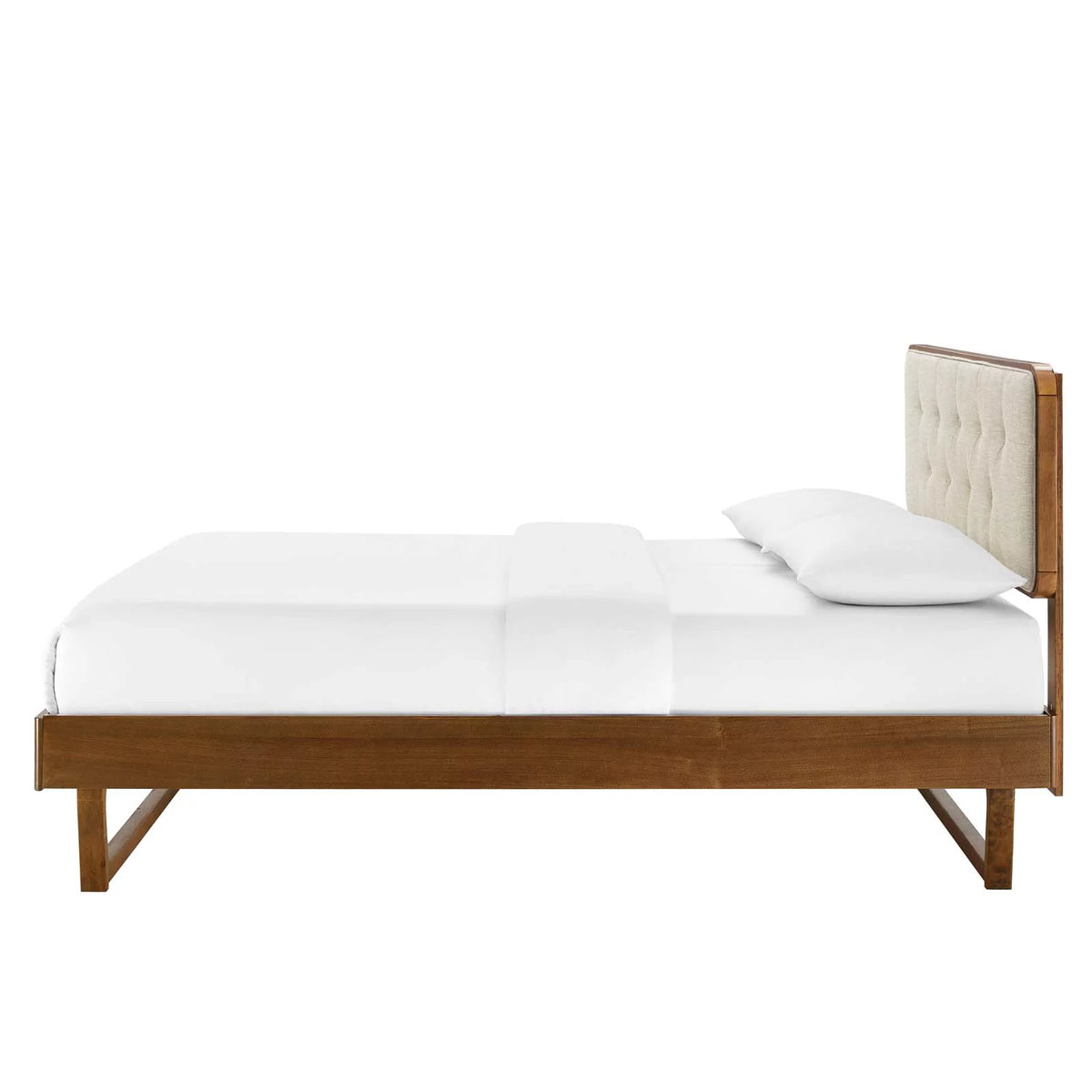 Full Size Wood Brown Walnut Platform Bed Frame W7623