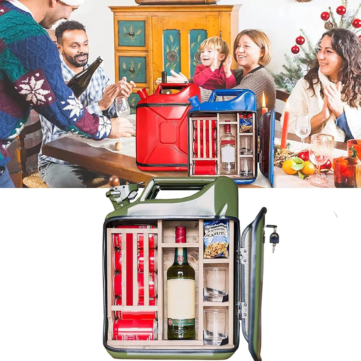 Green Pack of 2 Mini Bar Cabinet Set U7449