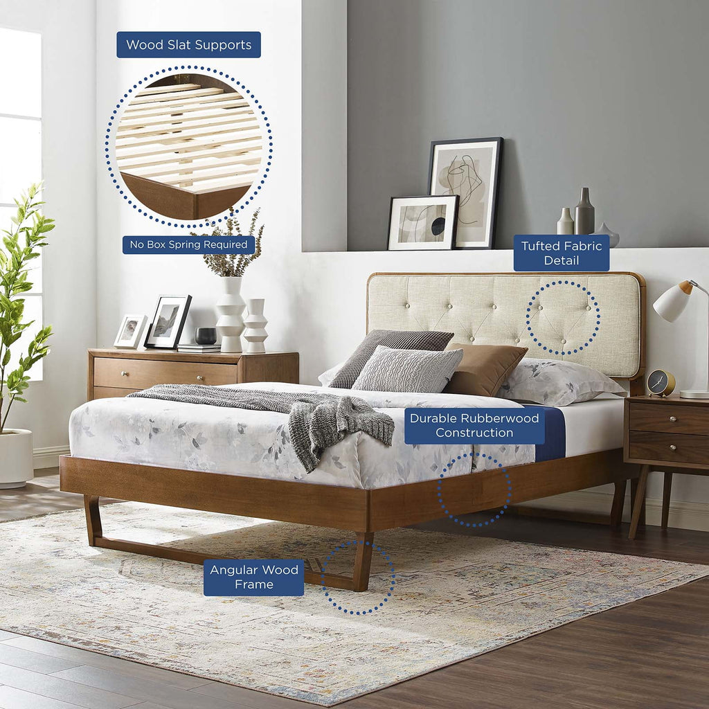 Full Size Wood Brown Walnut Platform Bed Frame W7623