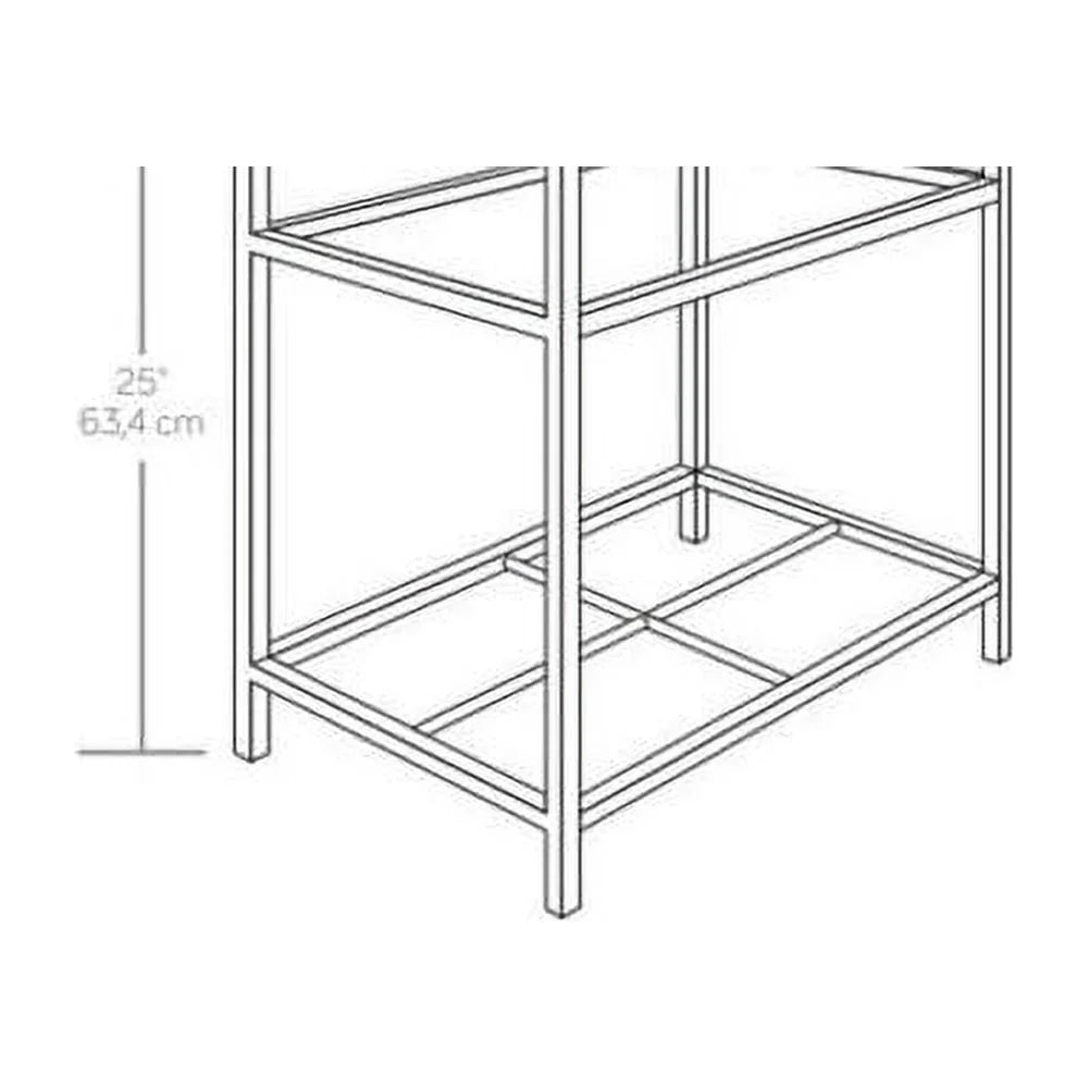 Black Metal End Table with Tempered Glass Top D886898