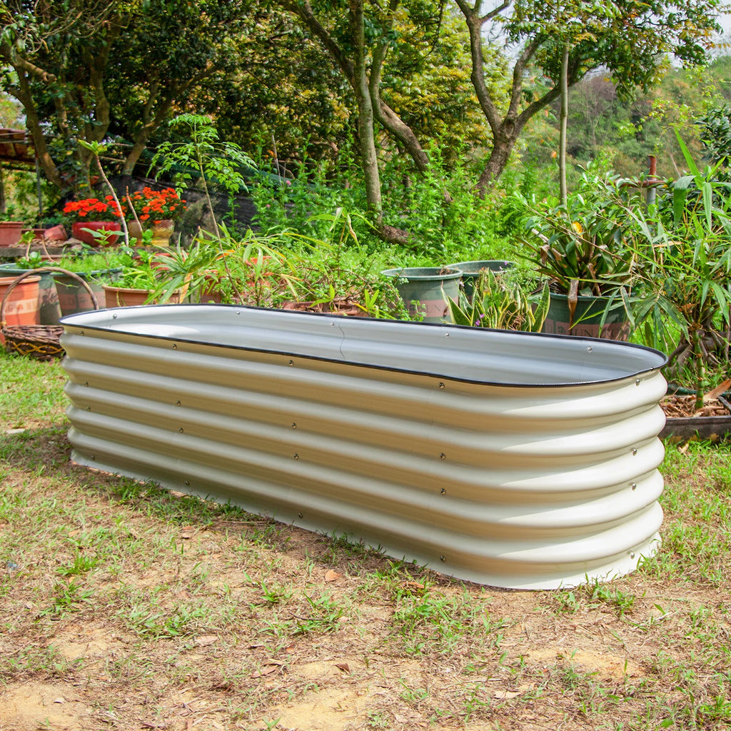 17" Tall Modular Corrugated Metal Raised Garden Bed Kit White 6.5'x2' W633