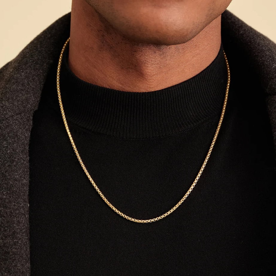 14K Yellow Gold 2.5MM Hollow Round Box Chain Necklace T761684