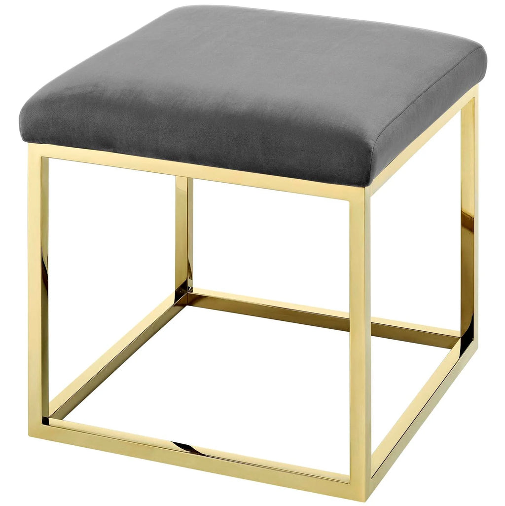Gold Gray Velvet Accent Chair Ottoman X597