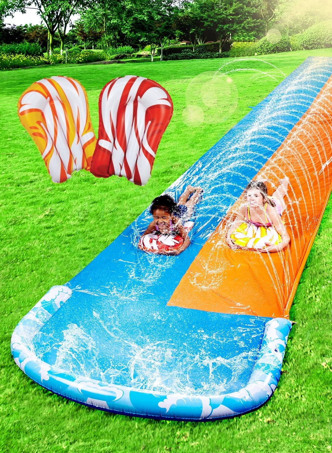 22.5ft Water Slides and 2 Bodyboards W557548