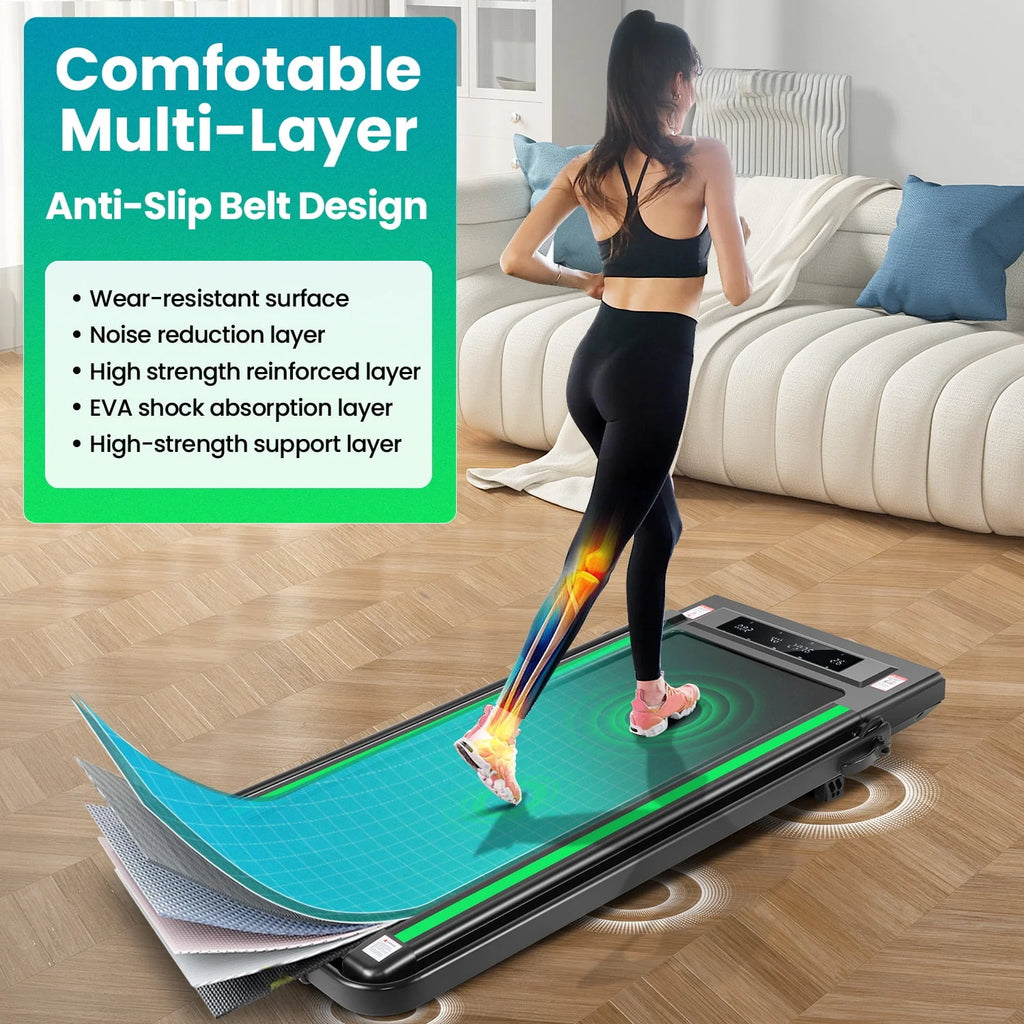 4 in 1 Under Desk Treadmill 2.5HP 300 lbs Capacity Black Green R1929