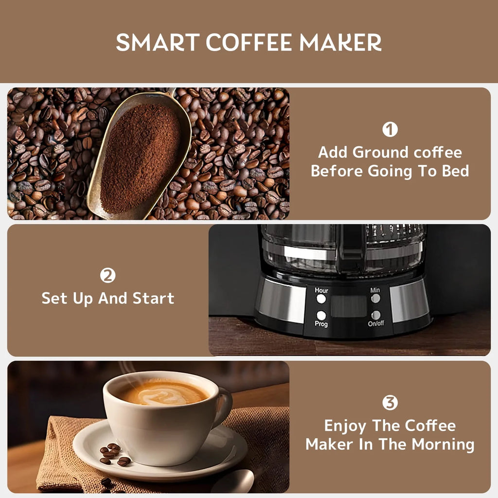 10-Cup Programmable Coffee Maker with Timer, Auto Shut Off, White B7127