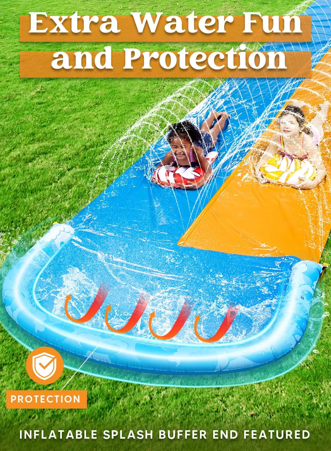 22.5ft Water Slides and 2 Bodyboards W557548